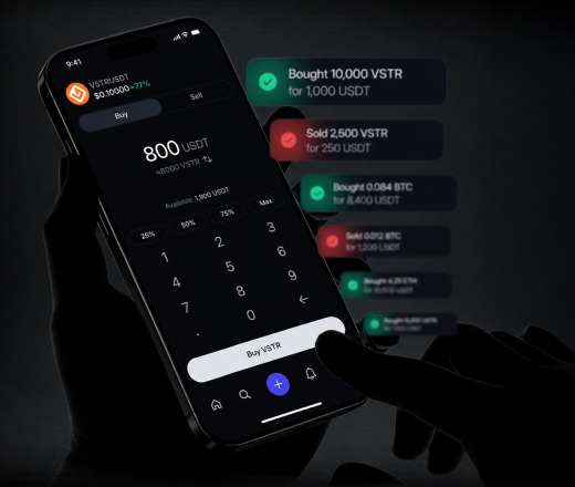 Three-step token swap process on a platform powered by Gibi Swap